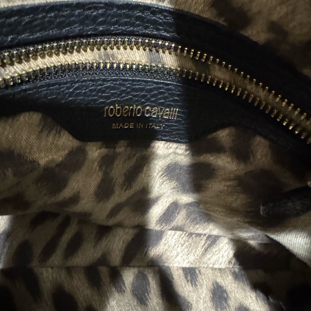 Roberto Cavalli Black Satchel with Gold Accent - Picture 4 of 7